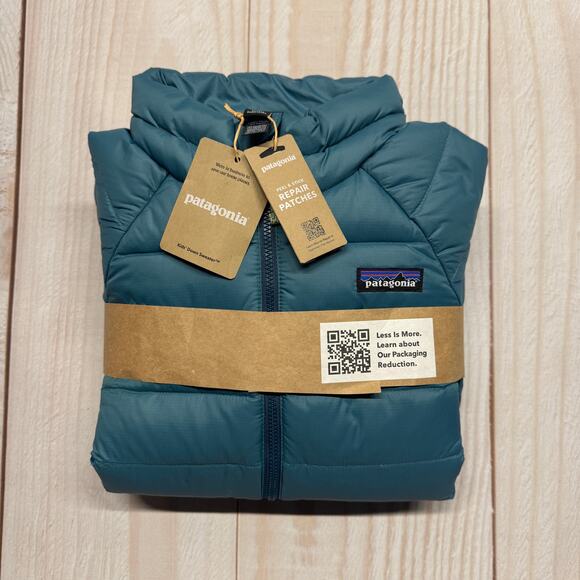 NWT Patagonia Boys Duck Down Sweater 600-Fill S 7-8 Puffer Jacket Wetland Blue - Picture 1 of 4